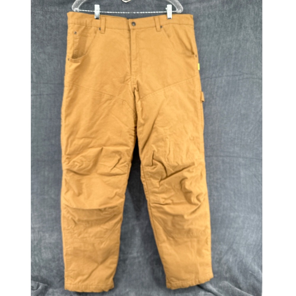 Brazos Work Pants Mens 36x34 Brown Cotton Duck Canvas Quilted Lined Carpenter